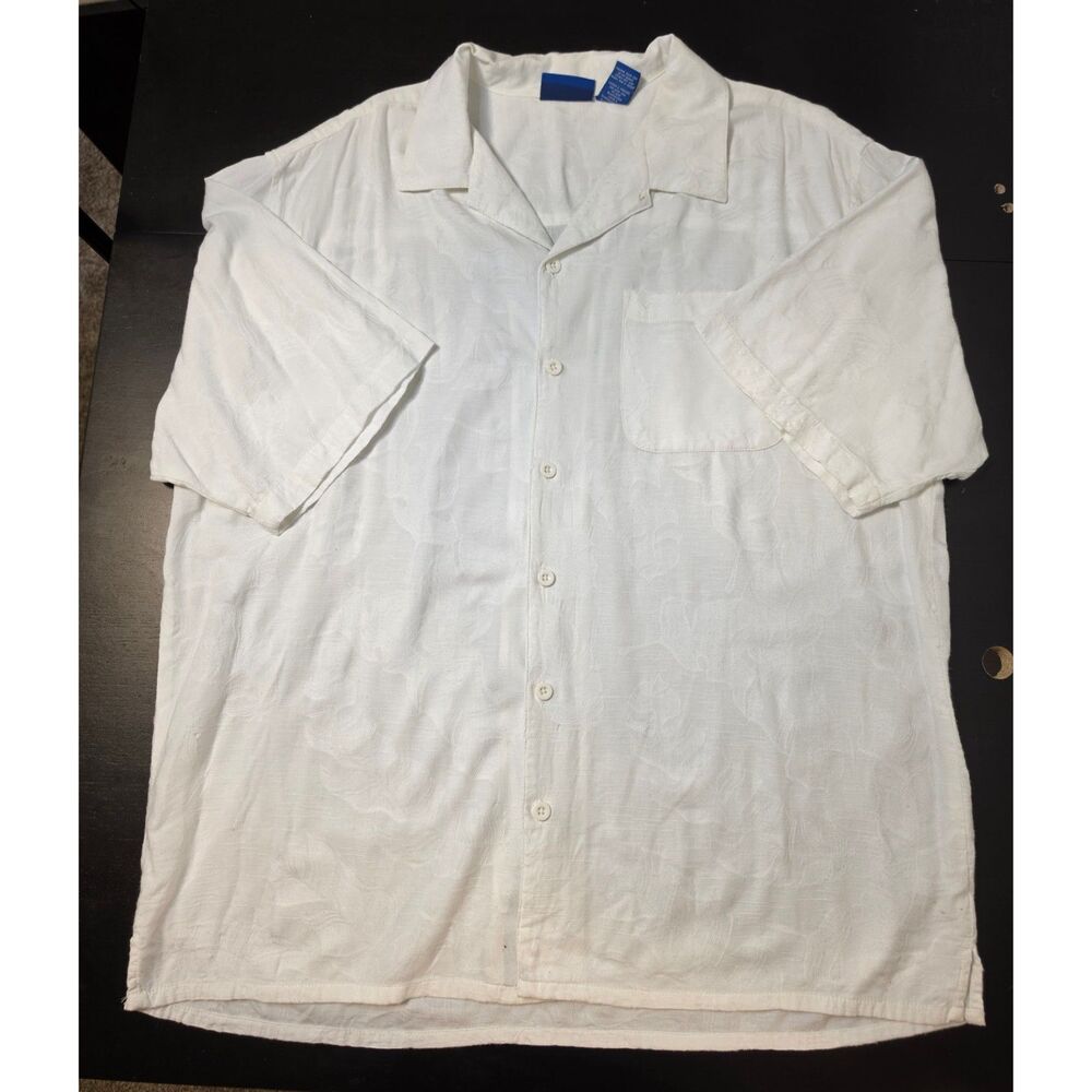 Vintage 90s/Y2K Men's OP Ocean Pacific White Camp Shirt